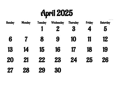 April 2025 Calendar - Free Printable PDF, XLS and PNG | www.colomio.com