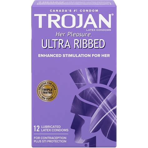 Trojan Her Pleasure Ultra Ribbed Lubricated Condoms - Enhance Sensation ...