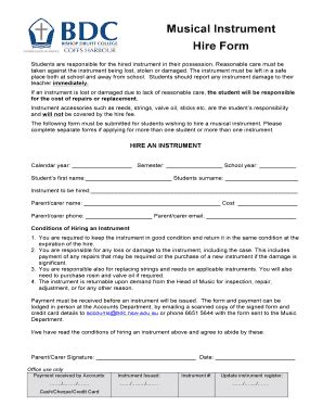 Fillable Online Musical Instrument Hire Form Fax Email Print - pdfFiller