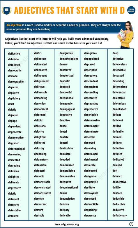 750 adjectives that start with d with useful examples – Artofit