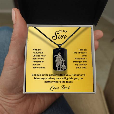 To My Son - Hanuman Chalisa MicroCarved Tag Necklace – Shinerose