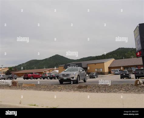 Hill City, South Dakota- July 2018: Wide shot of Krull's Market with ...