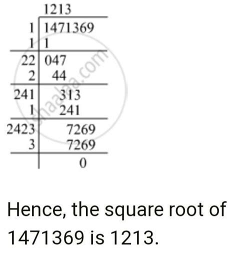 Find the square root by long division method of 1471369 - Brainly.in