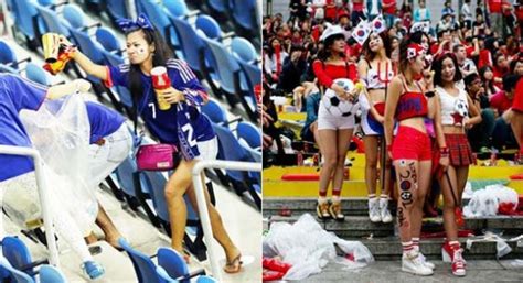 日本球迷捡垃圾文化有赞有弹风靡世界杯（图）_新浪新闻