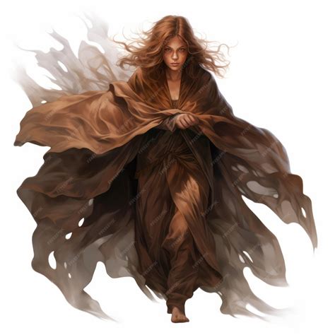 Banshee in brown cloak realistic ethereal fantasy art | Premium AI ...