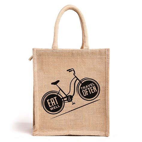 H&B Jute Bags for Lunch - Men's Tote with Zip (Eat Well Travel, 11x10x6 ...