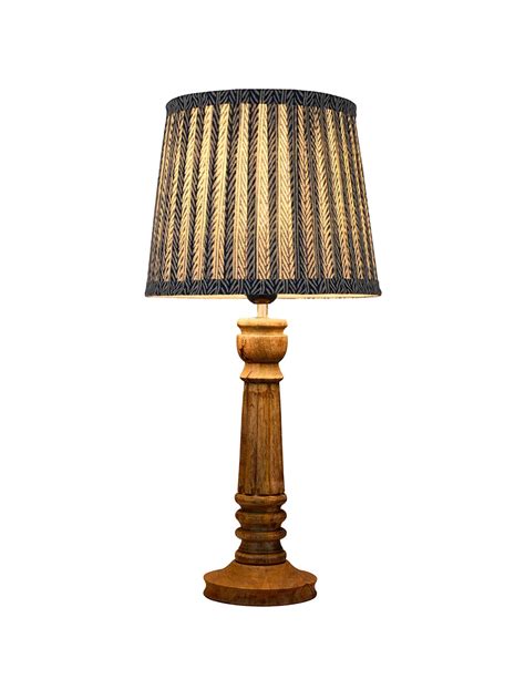 Buy Wooden Pillar Brown Lamp with Multicolor Grey Shade - Green Girgit