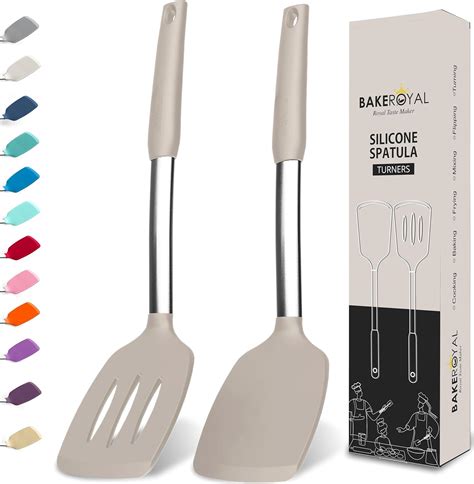 Amazon.com: BakeRoyal Silicone Spatula Set - Turner Spatulas Silicone ...