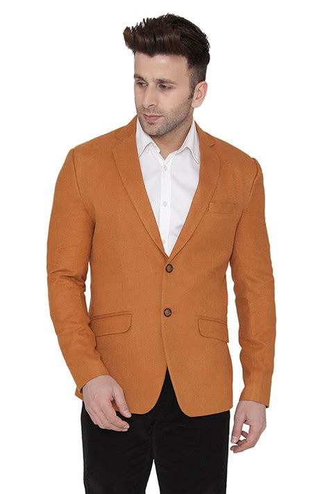 Wintage Men's Wool Casual and Festive Blazer Coat Jacket : Orange