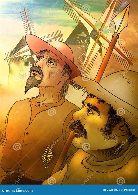 Don Quixote and Sancho Panza Stock Illustration - Illustration of ...