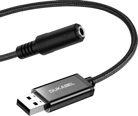 DuKabel ProSeries USB to 3.5mm Jack Audio Adapter, TRRS 4-Pole Mic ...