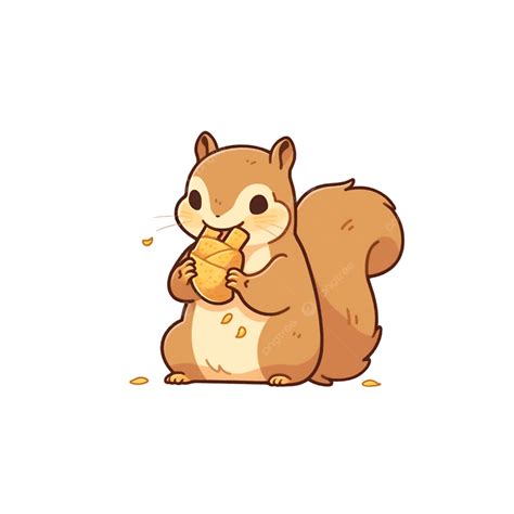 Cute Squirrel Eating Nut Elements Cartoon, Cute Clipart, Eating Clipart ...