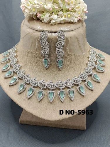 Cz Necklace Set AD Jewelry - Cubic Zircon Delicate Necklace Set R Chie ...