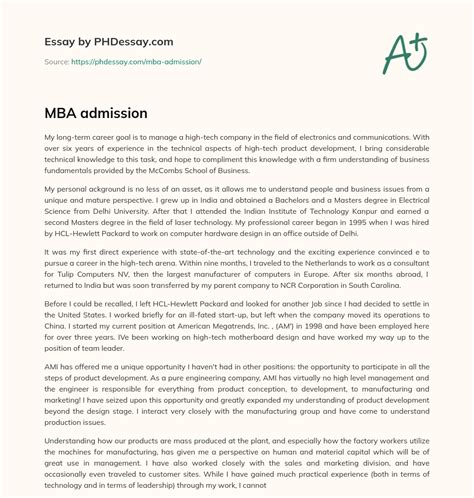 MBA Essay Sample 的图像结果