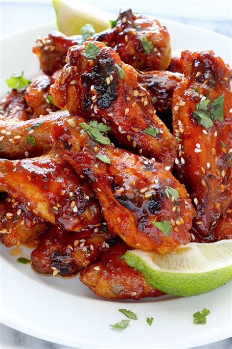 Sweet and Spicy Sriracha Baked Chicken Wings - Baker by Nature