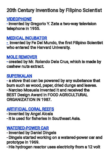 Filipino Scientist and their Inventions - 20 th Century Inventions by ...