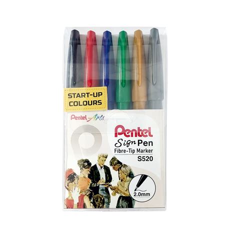 htconline.in| Pentel Sign Pen Fibre Tip Marker - Set of 6 (Start up ...