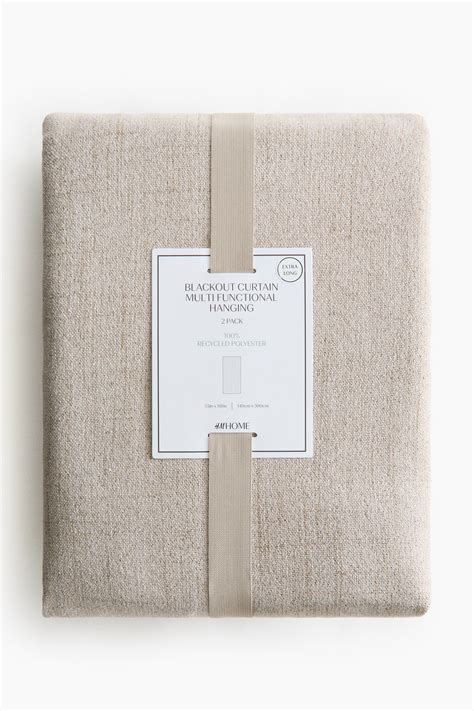 2-pack extra-long blackout curtain lengths - Beige - Home All | H&M IN