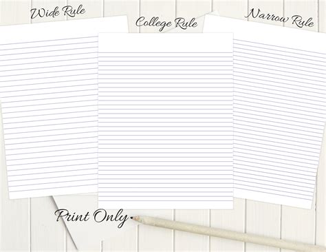Printable College Rule Stationery 8.5x11 1239/wide Rule | Etsy