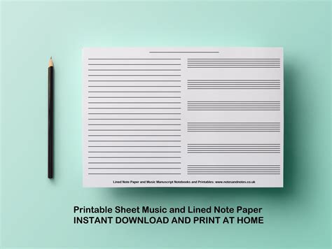 Printable Blank Sheet Music Paper and Lined Notes Manuscript Paper ...