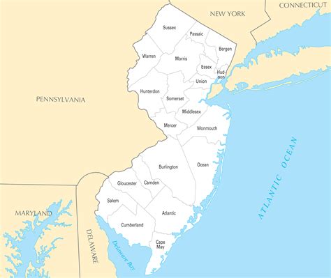 Download Map Of New Jersey Counties Free Vector - Www