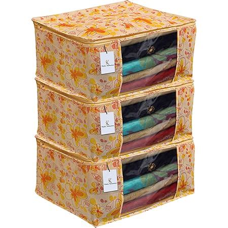 Kuber Industries Metalic Printed 3 Pieces Non Woven Fabric Saree Cover ...