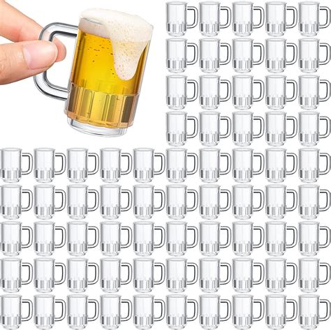 Amazon.com: Yinder 100 Pieces Mini Plastic Beer Mugs 1 oz Clear Shot ...