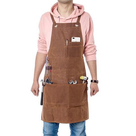 Buy Waxed Canvas Work Apron Carpenters Apron Heavy Duty Workshop ...