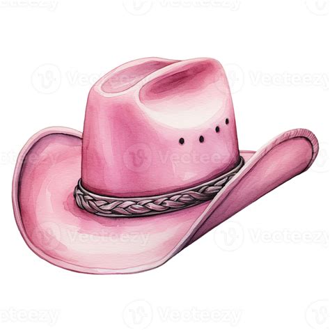 pink cowgirl hat watercolor clipart, western rodeo pink cap AI ...