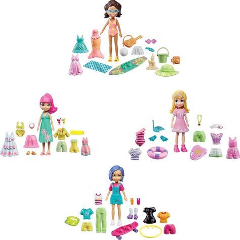Amazon.com: Polly Pocket Travel Toy Playset with 4 (3-inch) Dolls & 50 ...
