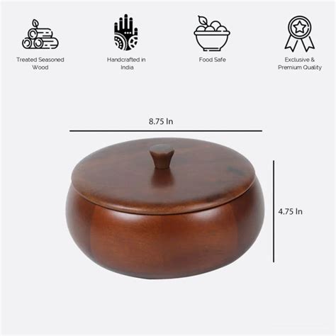 Softel Handcrafted Mahogany Casserole with Wooden Lid | Roti Casserole ...