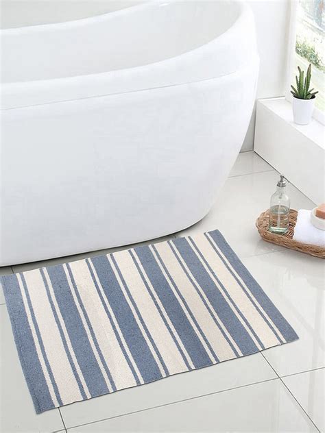 Woven Blue Striped Rug