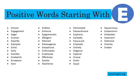 Positive Words Starting With E - EngDic