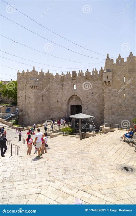 Old City of Jerusalem, View from the Famous Damascus Gate Editorial ...