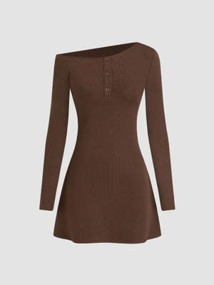 Buy Cider Asymmetrical Neck Solid Mini Dress (XS) Online