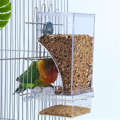 Hamiledyi No Mess Bird Cage Feeder Automatic Parrot Seed Feeders with ...