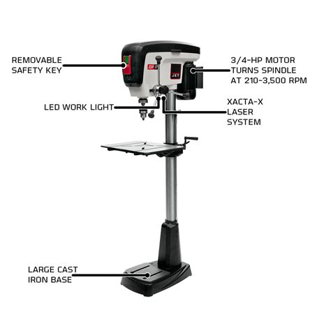 Jet, JDP-17, 17" Floorstanding Drill Press, 3/4HP, 1PH, 115V - The ...