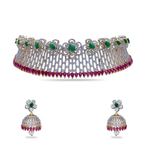 Buy Lilac Floral Multi Nakshatra CZ Choker Set | Tarinika - Tarinika India