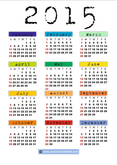 Download Printable 2015 Calendar | Calendar printables, 2015 calendar ...