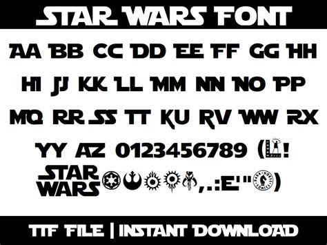 Star Wars Font Ttf, Star Wars Alphabet, Star Wars Jedi Alphabet TTF ...