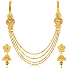 Sukkhi Pretty 4 String Gold Plated Set of 2 Necklace Set Combo For ...