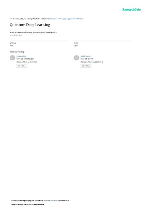 Quantum Deep Learning: Advancements in Quantum Algorithms for AI - Studocu