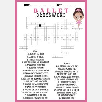 BALLET crossword puzzle worksheet activity by Mind Games Studio | TPT