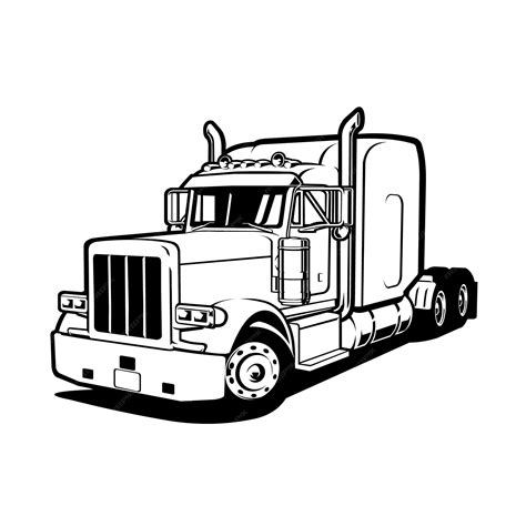 Semi Truck Clipart Black And White