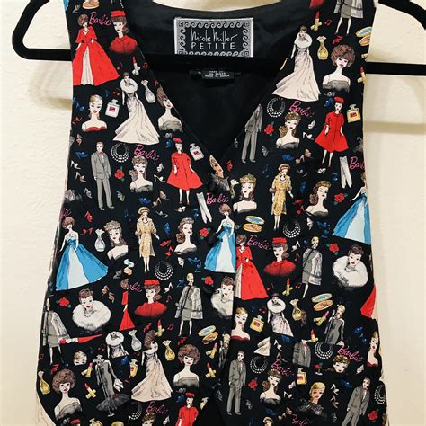 RARE Vintage 90s Nicole Miller BARBIE and KEN Silk Bu… - Gem