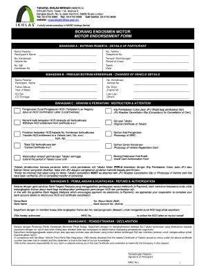 Borang Endosmen Motor Motor Endorsement Form - E-IKHLAS - Fill and Sign ...