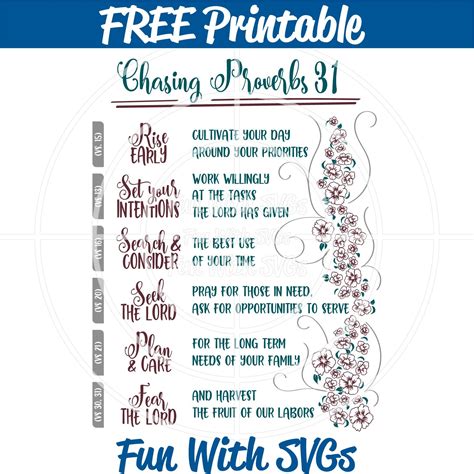 Chasing Proverbs 31 FREE Christian Printable Free Svg Cut Files, Svg ...