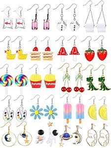 Hicarer 20 Pairs Cute Weird Earrings Funny Dangle Drop Earrings for ...
