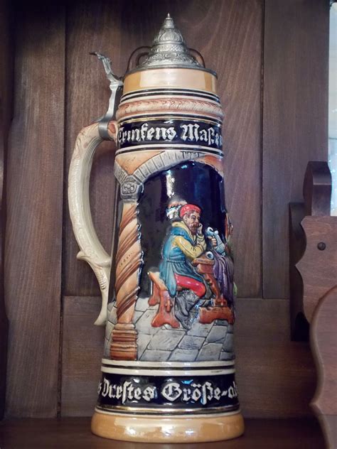 Large German Stein with Lid | German steins, Beer steins, German beer mug