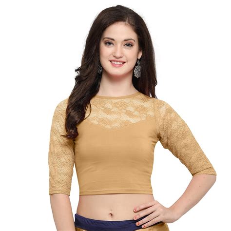 Janasya Women's Cotton Lycra Stretchable Readymade Blouse (BL022 ...